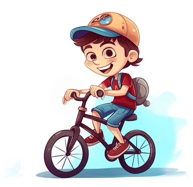 little boy whizzing on his bike stock image of clipart and images, in the style of color gradients, #vfxfriday, dark blue and maroon, bob clampett, saurabh jethani, relatable personality, yellow and navy