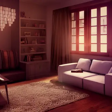 Cozy 3D livingroom, brown furniture, white walls, high detail, epic detailed, very clear, colors, evironment, hyper realism, high details, octane render, unreal engine realistic, hd, Clean Cel vector art by Kuroko no Basuke , Sailor Moon and A Whisker Away, simple illustration, clipart