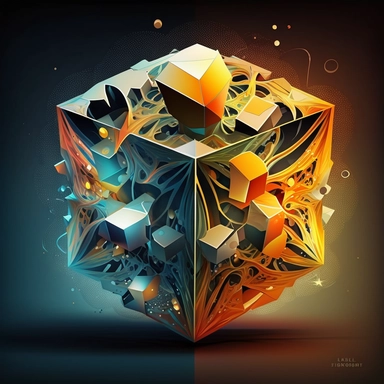 tesseract, abstract in style of clipart kids