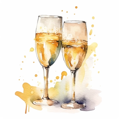 Watercolor Clipart Wedding decor clipart Watercolor clipart wedding glasses of champagne