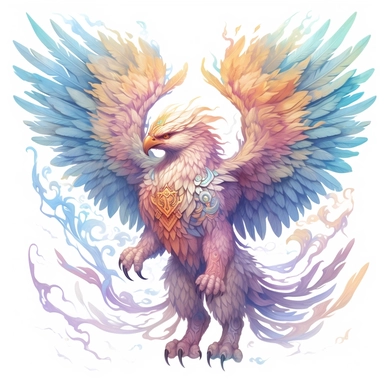 stormwind griffin, clipart, intense white and deep pastel colors, dnd, watercolor, no background, isolated on a white background, self contained, well defined edges, by amy sol and magali villeneuve and susan bourdet and ross tran, spaced out, glowy, intricate, 8k