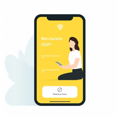 generate a sign up page mobile screen ,ui design, flat mobile view, yellow color large signup with gmail button in the middle of the screen ,minimalistic,clipart of a woman using Bit coins, white background, illustration,some text before the button,white color background,yellow color Button,home pahe logo on the right top of the screeen,some blank space on the bottom of the screen,flat vector, Figma, dribbble, user interface