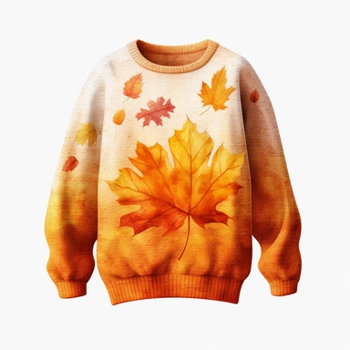 single clipart image png graphic of a Realistic Painting Clipart Season Autumn Fall Knitted Sweater PNG Illustration