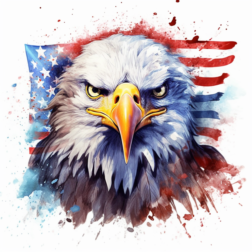 Patriot Eagle American Flag For 4th Of July Watercolor Sublimation ...