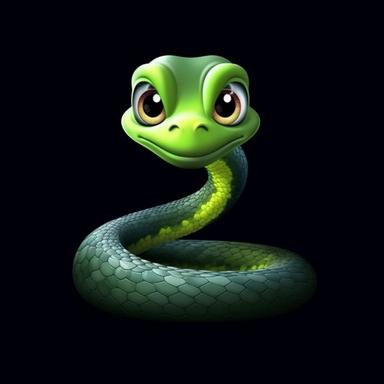 cute cartoon snake clipart, black background,--no cut off edges