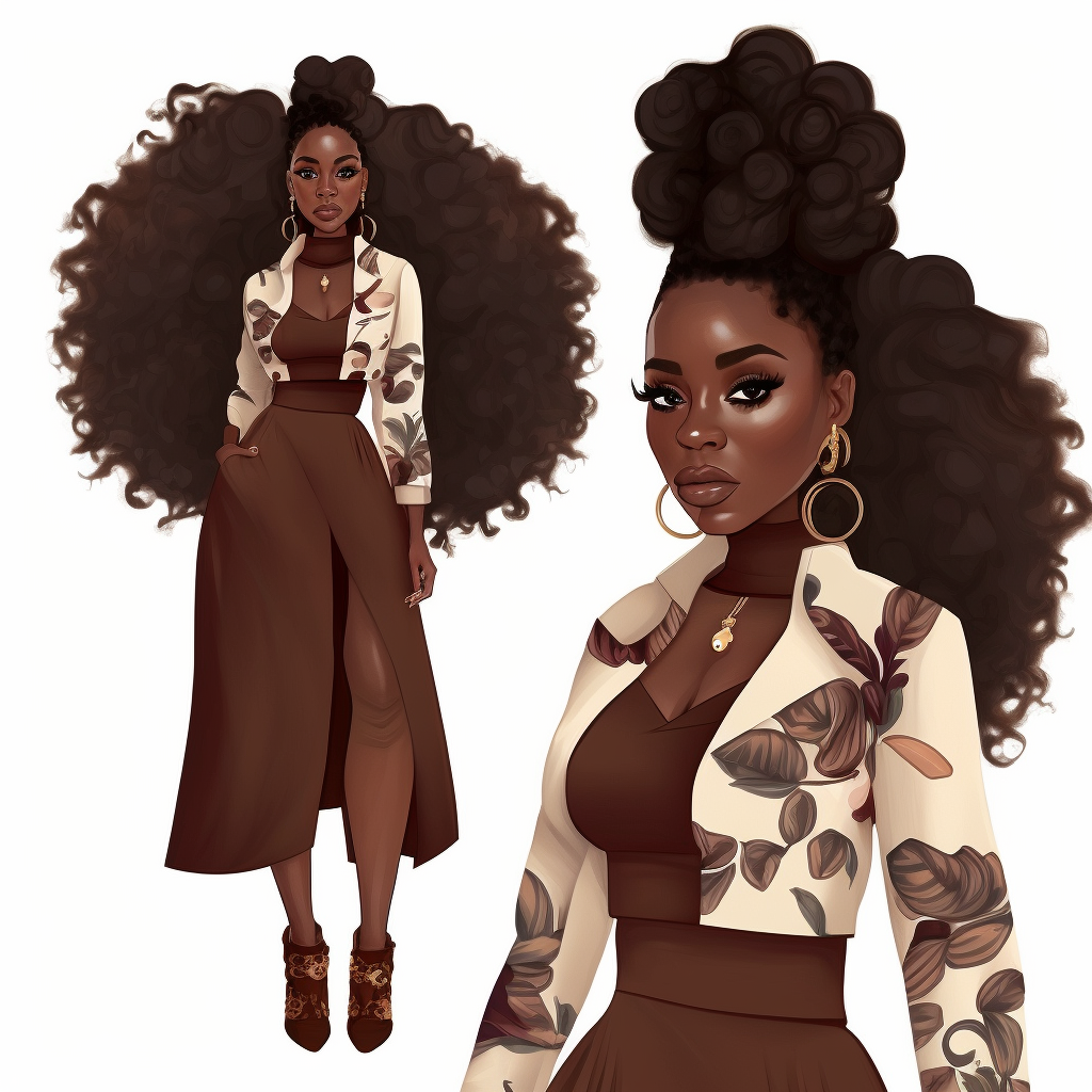 stunningly beautiful full body afican american woman clipart with ...