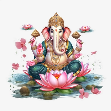 indian, god clipart, ganesha clipart, water art, blank background