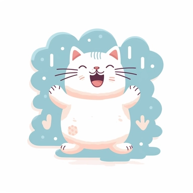 kawaii minimalist cat jump clipart, white background