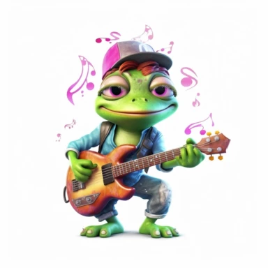 cute Frog character wearing rock music clothes and music element with happy face,front facing on isolated background,with happy face and expression,Animal Sublimation Clipart,no splash watercolor,white background, ultra detailed clipart, cut out image, colorful watercolor realistic, cartoon style, ultra HD, sharp and clean art