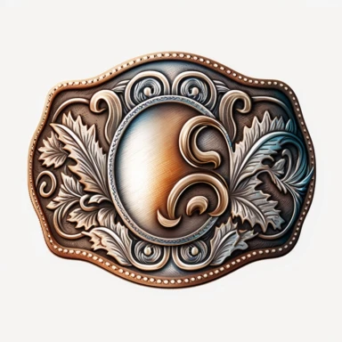 clipart, solid watercolor, realistic, detailed, isolated white background western belt buckle with western design clipart