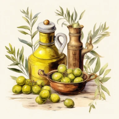 Olive oil. Vintage, Artistic, clipart, detailed
