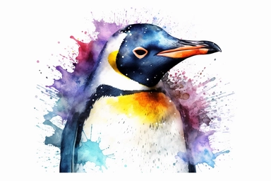Watercolor, Emperor Penguin Bird, clipart, hd, on a white background, spaced out