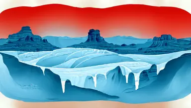 cool blue glacier next to red Arizona desert, clipart