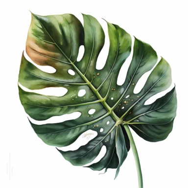 watercolour beautiful Lauren philodendron tropical leaf with beautiful beautifully detailed realistic philodendron palm tropical leaf png image,high resolution,300dpi,graphic clipart,computer graphics