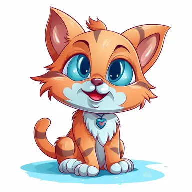 Clipart of a Cute Cartoon Cat