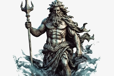 Statue of Greek God Poseidon, clipart hd, white background,