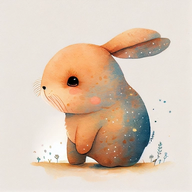 children's book illustration of a cute bunny, smooth watercolor details, in the style of Pixar, superb color, outline, nursery art, popular on pinterest, clipart, trending on artstation, minimalist, flat design, white background, insane deails, intricate details