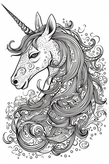 cute unicorn playing depicted in the style of clipart, white background, vector lines, in the style of a coloring book, thick, clear,lines, black and white,
