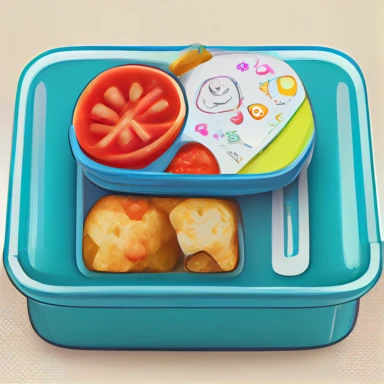 Cute Lunch Box of a smally kid Clipart Sticker with no outline, 3d, best quality, no blur, 4k, Realistic