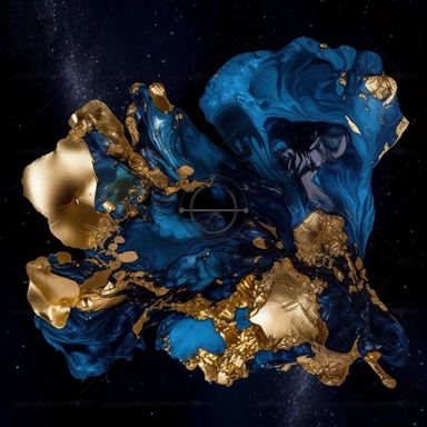 clip art dark blue alcohol ink with gold glitter, epic detail, dark blue background centered, photography, 16k, high quality, super detail, best quality, high details, super detail