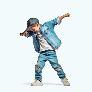 high def photograph clipart vector image with plain white background of a hyper realistic high definition photograph of a kid dabbing. extremely detailed. 35mm lens. 8k. Ultra HD.