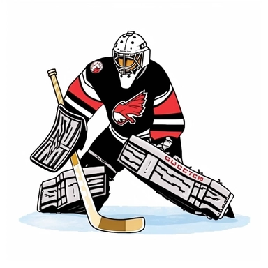 clipart of hockey goalie, white background, charicature