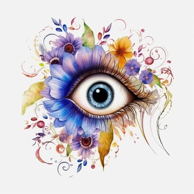 eyeball flower, clipart, white background