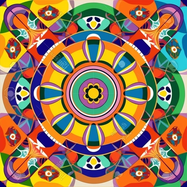 a kaleidoscope of bright colors in a primitive african style shapes within clipart no fonts no words no letters