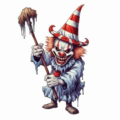 Spooky Clown Terrifier Halloween Clipart isolated on white background