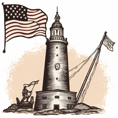 clipart image with iconic symbol, flag, and historic landmark from the American Revolution, perfect for DIY project and craft