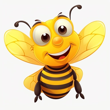 cartoon type of bee clipart white background