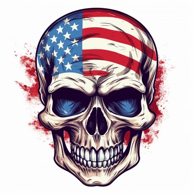 Skull American Flag clipart ,white background, graphic , artist