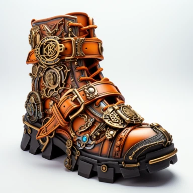 Steampunk New Rock Boots Clipart, Steampunk Art, colorful, details, high quality 8K, white background