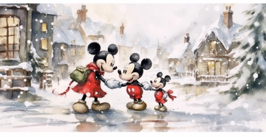 Adorable Christmas scene, clipart, disney animation style, watercolor, white background, I can’t believe how beautiful this is