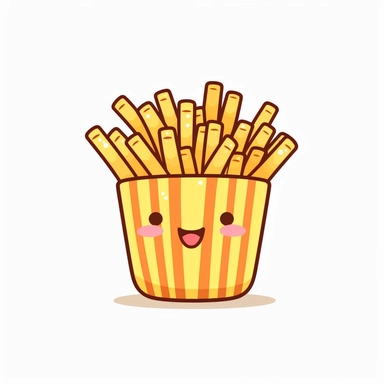 kawaii french fries, clipart, white background, no text, no caption