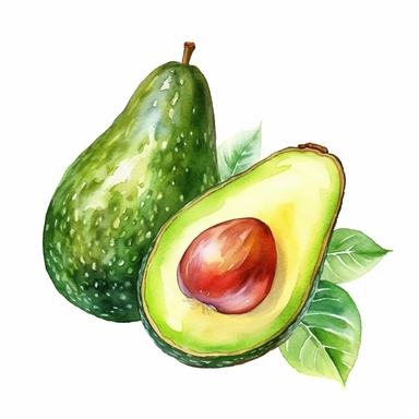 watercolor clipart of avocado