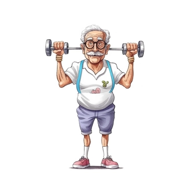 funny grandpa is exercising, full body, hand draw Illustration clipart, 4K, extremely detailed