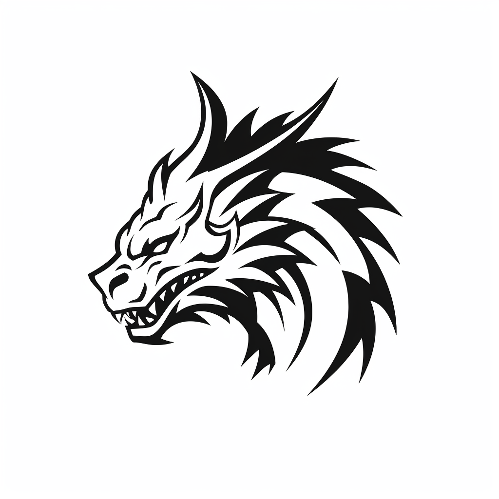 minimalist epic dragon head side-view logo, simplified, silhouette ...