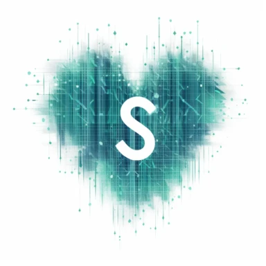 a small teal and blue letter s mixed with electrocardiogram tracing, in the style of poetcore, simplified, sfumato, english major, industrial, manuscript, vector clipart at freebies vector, 2 colors only green and white, 8k resolution