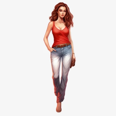 high qulaity clipart, clipart, woman, early 20, white background, casual