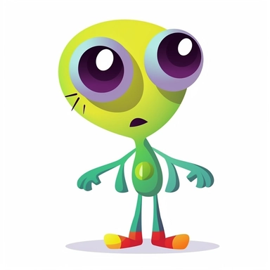 cute cartoon alien, colorful, in the style of george ault, clipart, white background