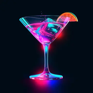 Classic Cosmopolitan cocktail, bold color, retro neon style, photorealistic, high-resolution photography, transparent background PNG clipart – ar 16:9
