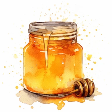 Honey jar watercolor clipart white background