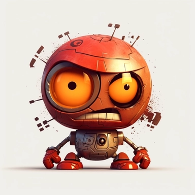 angry robot, cute pixar style animation, clipart