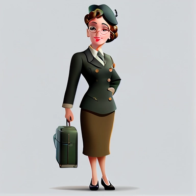 flight attendant, pixar style , clipart, white background