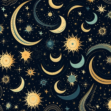 A celestial-themed clipart design, featuring a celestial pattern that embodies ethereal beauty and celestial mystique. The clipart showcases intricate constellations of stars, interwoven with delicate celestial elements such as crescent moons and shooting stars. The celestial motifs are elegantly arranged on the fabric, creating a mesmerizing pattern that evokes a sense of wonder and enchantment. The color palette of the clipart design is a combination of deep indigos, mystical purples, and shim