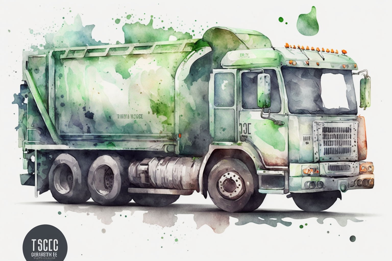 Watercolor Garbage Truck Clipart Hd On White Background Spaced Out Clip Art Library