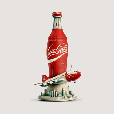 A control tower clipart that looks like a coca cola bottle, no planes, no flying objects. white background, no text — no text letters words, ar 3:2