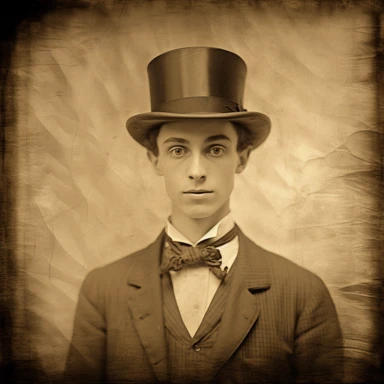 sepia tone old photograph of a young man in a top hat clipart