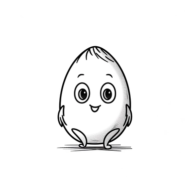 a line art picture of a cute egg clipart, coloringbook for cute baby, painting for coloringbook, minimal brushstrokes, thin black lines